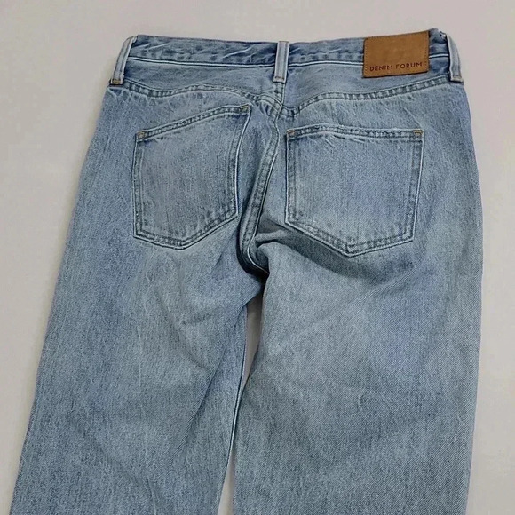 Denim Forum The Ex Boyfriend High Waisted Tapered Relaxed Mid Blue Wash - Picture 14 of 15
